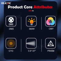Projecteur de scène à tête mobile LED 330W DMX512 avec système de mélange de couleurs linéaire CMY+CTO pour éclairage d'événements, clubs, fêtes, concerts, discothèques et mariages