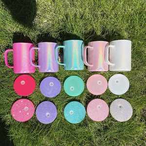 แก้วกาแฟแบบมีฝาปิดพลาสติก PP ขนาด 17 ออนซ์ รุ่น Camper  แบบโฮโลแกรมวิบวับ  สำหรับงานซับลิเมชั่น  พร้อมฝาปิดแบบ Bling  จากคลังสินค้า USA - Product Image 1
