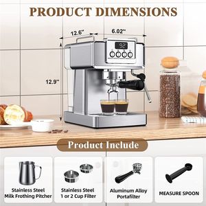 Pantalla digital de <span class=keywords><strong>tiempo</strong></span> y temperatura, bomba <span class=keywords><strong>italiana</strong></span> de 20 BAR, sistema de espuma de leche hecho a mano, filtro de 1 o 2 tazas, máquina de café perfecta - Product Image 5