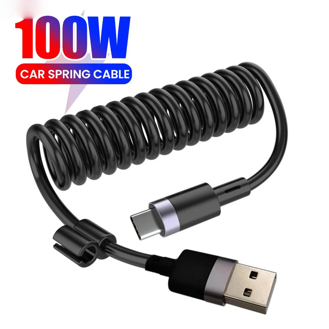 100W 6A Fast Charging Retractable Type-C USB Cable with Tinned Copper Conductor and PVC Jacket for Computer Car OPPO