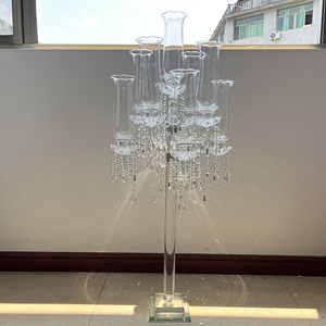 Candelabro da Matrimonio in <span class=keywords><strong>Cristallo</strong></span> a 9 Bracci, Altezza 110 cm, <span class=keywords><strong>Centrotavola</strong></span> per Matrimoni con Cilindro in Vetro MH-TZ0721 - Product Image 6