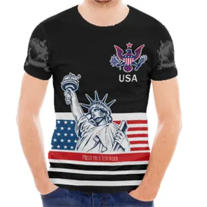 Sublimation T-Shirt Rohlinge Herren American Flag T-Shirts Patriotische Vintage Shirts 4. Juli Kurzarm Hipster Polyester
