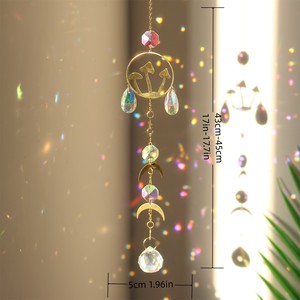 Gold Art Deco Butterfly Mushroom Glass Crystal Suncatchers Window Wind Chimes <strong>Rainbow</strong> <strong>Maker</strong> Prism Hanging Indoor Garden Decor - Product Image 4