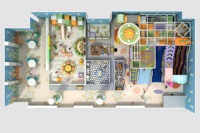 Aire de jeux intérieure personnalisée sur le thème des légumes de dessin animé, avec toboggan en nid d'abeille, maison de jeu d'imitation et espace de jeu souple, pour usage domestique et parcs d'attractions