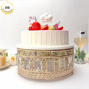 Bases para Pasteles Hechas a Mano, Soportes para Exhibición de Postres, Soportes para Pasteles Altos de Cristal Chapados en Oro para Bodas de 10, 12 y 14 Pulgadas - Product Image 1