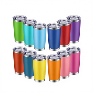 Gobelet isotherme en acier inoxydable de 20 oz avec couvercle, revêtement en poudre rouge, maintien thermique de 12 à 24 heures, écologique - Product Image 1