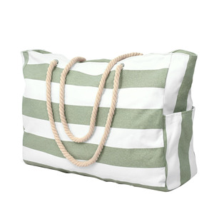 Bolsas de Playa Portátiles para Mujer, Bolsa de Lona Impermeable Grande para Piscina, con Cierre, Bolsa de Compras Grande de Algodón al por Mayor - Product Image 1