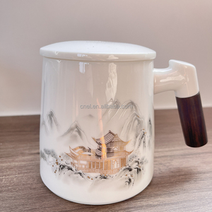 Venta al por mayor lindo creativo hecho a mano personalizado diseño tazas de porcelana cerámica café leche té taza con infusor y tapa - Product Image 2