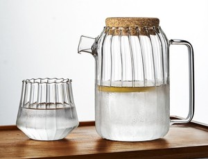 Elegante caraffa di vetro Premium con coperchio in legno elegante brocca per bevande per uso domestico per acqua fredda succo di tè freddo <span class=keywords><strong>limonata</strong></span> - Product Image 2