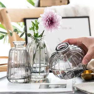 सजावटी फूल vease टेबलटॉप सजावट यूरोपीय शैली रचनात्मक ग्लास vase छोटे मुंह हाइड्रोपोनिक प्लांटर के साथ