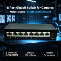 Switch de Red Gigabit Fast Ethernet de 8 Puertos, 10/100/1000Mbps, Carcasa Metálica, Escritorio, Plug and Play, Hogar, Oficina, Cámara IP, 16G QoS