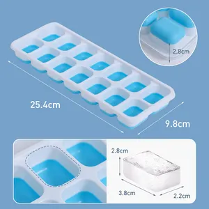 Haixin Silicone Ice Cube Tray Easy 4 Pack Release Flexible 14-Ice Cube Molds With Removable Lid