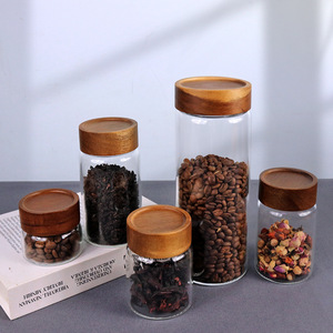 Yolowe lọ lưu trữ nhà bếp gia đình lọ thủy tinh kín khí có nắp gỗ keo hộp đựng thực phẩm lọ gia vị miệng rộng bằng thủy tinh - Product Image 3