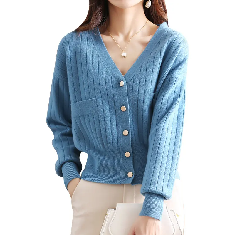 High Waist Short Wool Knitted Cardigan Women's Outer Loose Sweater Autumn Bottoming Shirt Tight Cashmere Sweater Small Coat
