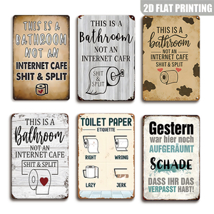 Funny Bathroom Metal Sign Multi Style Toilet Paper Etiquette Wall Decor for Farmhouse Restroom - Product Image 1