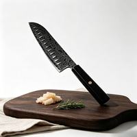 Couteaux de chef à manche en bois, couteau à pain, ensemble professionnel compatible lave-vaisselle, motif Damas japonais au laser, acier inoxydable fait main