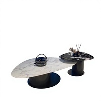Table basse en marbre de style italien moderne et minimaliste, avec structure en acier inoxydable, décorative, facile à assembler, pour le salon