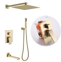 Douche de salle de bain en cuivre intégré en or brossé avec douche multifonctionnelle dissimulée Vente à chaud