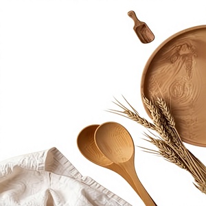 Natural <b>Wood</b> <b>Kitchen</b> Cooking Spoons <b>Set</b> of 2 Reusable Utensils for Stirring Mixing Serving Food - Product Image 1