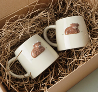Mug en grès céramique avec motif de vache des Highlands |   Coffret cadeau |   Tasse à café et à thé artisanale |   Design rustique de style ferme |   Cadeau idéal