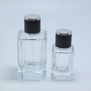 <b>Empty</b> 30ml 50ml 100ml Flat Square <b>Glass</b> Perfume <b>Bottle</b> with Pump Sprayer Screen Printed Custom Logo Black Cylinder Round Cap - Product Image 5