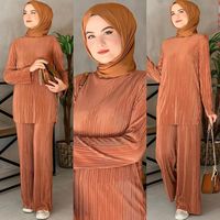 Nouveauté Ramadan Eid Mubarak Ensemble musulman Dubaï Turquie Hijab 2 pièces Robes Vêtements islamiques pour femmes