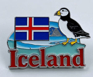 Broches en métal touristiques imprimées peintes d'oiseaux de drapeau islandais exquis personnalisés en gros - Product Image 4
