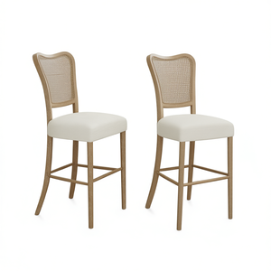 Ensemble de 2 tabourets de bar, structure en bois, design moderne, style contemporain, siège rembourré, meubles de bar pour la maison, base stable - Product Image 1