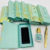 Extensions de cils noirs volumineux en velours, plateaux de cils mixtes, extensions de cils individuels en cachemire noir mat, plateaux de volume