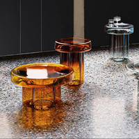 Table Basse Ronde en Verre Minimaliste de Luxe Nordique pour Salon, Combinaison de Tables Basses Modernes Simples et Créatives