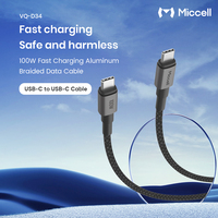 Cable de Carga Rápida USB-C a USB-C Miccell, Resistente, con 100W de Potencia y Transferencia de Datos de 480Mbps, para Portátiles y Computadoras