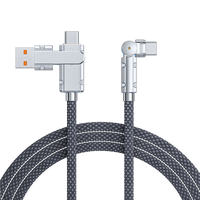 Kabel USB C 3 in 1, Kabel Pengisian Cepat 60W dengan Adaptor Pengisi Daya Multi Port, Kabel Pengisian Multi dengan Sambungan Siku Rotasi 540 Derajat