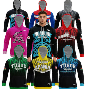 Felpa Sportiva Personalizzata FQ con Stampa <span class=keywords><strong>Koru</strong></span> Rasta Leaf, Tasca a Marsupio, Pullover Mimetico a Maniche Lunghe con Stampa <span class=keywords><strong>Koru</strong></span> in Sublimazione - Product Image 6