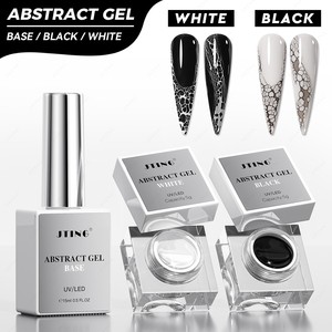 JTING TPO 15ml Esmalte de Uñas en Gel UV con Base de Encaje, Diseño Francés Abstracto Negro/Blanco, DIY, LED, Sin HEMA, Larga Duración, No Tóxico, en Botella - Product Image 2