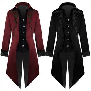 <b>Men's</b> New European/American Medieval Retro Long Corduroy <b>Poncho</b> Formal Wear Genuine Leather Polyester Foreign Trade Clothing - Product Image 1