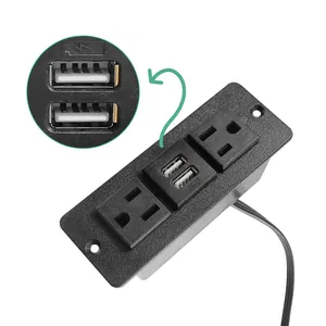 Multimedia Desktop Socket Desktop Socket with 2 Outlets & 2 USB Safe Power Strip for Home Office