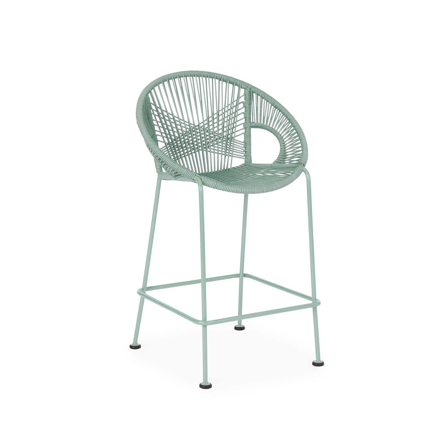 Tabourets de bar tressés en corde verte