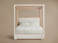 Lit plateforme à baldaquin en bois massif moderne pour chambre principale, design inspiré des hôtels de luxe