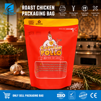 Sachets personnalisés refermables en plastique laminé pour poulet rôti, avec fenêtre, à fermeture éclair, résistants à l'humidité, de qualité alimentaire, impression héliogravure