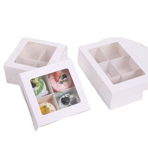 Boîte alimentaire portable en carton rigide, recyclable et réutilisable, avec poignée, 4/6 trous, couleur personnalisée, pour cupcakes, gâteaux et emballages de boulangerie - Product Image 3