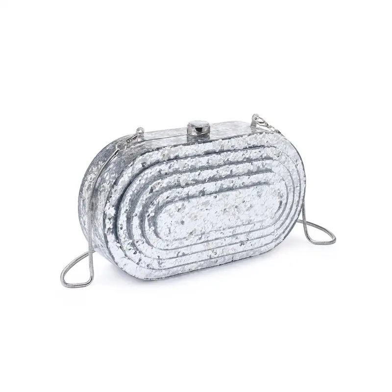Bolso de noche de mármol multicapa de lujo con confeti plateado único, bolso de mano acrílico, diseño de bolsos de mano para mujer, monedero