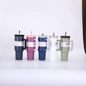 Custom Logo 40Oz Stainless Steel Tumbler Handle <b>Straw</b> Bulk Insulated Modern Travel Mug Coffee Cold <b>Drink</b> Promotional Gift - Product Image 3