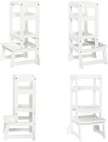 Tour d'apprentissage pliable en bambou convertible JQ Escabeau réglable pour cuisine Escabeau debout tour échelle chaise