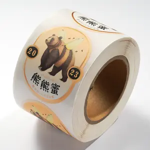 custom private art paper label printing Honey labels Hot Foil Stamping Spot UV roll Strong Adhesive sticker