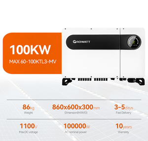 Growatt 70kw 60kw 100KW 100KTL3-X 80KW พลังงานแสงอาทิตย์แบบสามเฟสสำหรับการค้าและอุตสาหกรรม - Product Image 3
