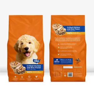 Custom Dry Pet Food Packaging Bag Dog Food 20 kg Bags Ziplock Aluminum Foil Plastic Flat Bottom