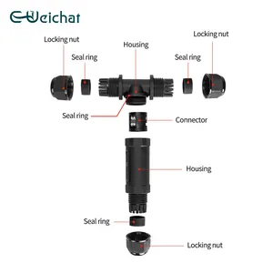 E-Weichat M25TC 2/3/4/5 Pin T Shape Cable Connecting Solution Customized Male Female IP68 Waterproof Connector For Led Lighting