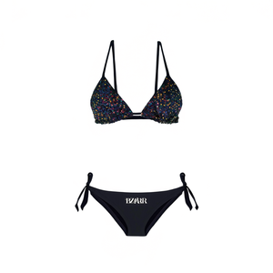 HDJ <b>Bikini</b> Set <b>Sequin</b> Top Tie Side Bottoms Multi Color Size 42 44 46 48 - Product Image 1