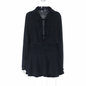 Nouvelle robe mini moulante à volants et à lacets à manches longues pour femmes, tendance - Product Image 4