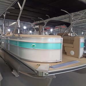 23Ft Aluminum Pontoon Boat Recreational Activities Luxury Tritoon Yacht for Fishing - Product Image 1